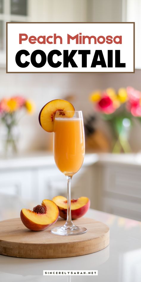 🌟 Celebrate in style with our Peach Mimosa Cocktail! This gorgeous cocktail combines the sweetness of peaches with the crispness of champagne, making it the perfect drink for brunch, parties, or any time you want to treat yourself. The Peach Mimosa Cocktail is not just a drink; it's an experience. Savor every sip of this fruity, bubbly delight and elevate your gatherings to a whole new level of fun! 🍾 Mimosa Pitcher Recipe, Fall Cocktails Easy, Peach Mimosa, Morning Mimosas, Caramel Apple Sangria, Brunch Parties, Cocktail Cupcakes, Mimosa Cocktail, Peach Wine