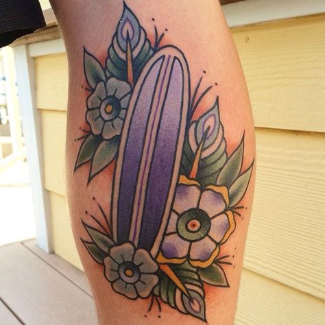 Neo-traditional surfboard - Chuck Gordon at Soular Tatoo in Maui, Hawaii Surfboard Tattoo, Neo Traditional Art, Surf Tattoo, Ink Blot, Neo Traditional, Flash Art, American Traditional, Old School Tattoo, Maui Hawaii