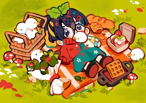 must resist the urge to - • Have a happy weekend ahead ! my sona will be having a picnic (invaded by some uninvited… | Instagram Picnic Cute Drawing, Cute Picnic Drawing, Picnic Reference, Picnic Drawing, Picnic Illustration, Picnic Art, Have A Happy Weekend, Paper Cactus, Manga Watercolor