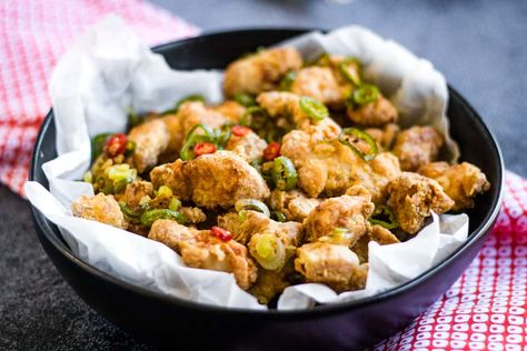 Air Fryer Salt and Pepper Chicken Chicken Air Fryer, Chilli Chicken Recipe, New York Times Cooking, Salt And Pepper Chicken, Air Fried Chicken, Air Fryer Recipes Chicken, Pepper Chicken, Chicken Dinners, Chicken Stuffed Peppers