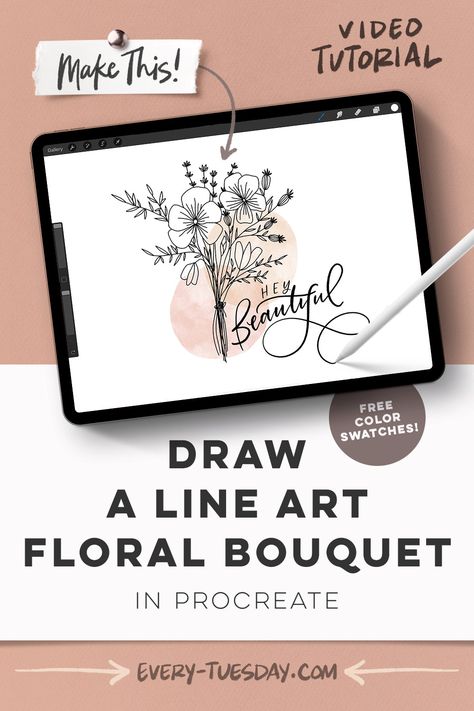 Procreate Flower Bouquet, Digital Art Ideas Inspiration, Flowers In Procreate, Virtual Drawing, Draw On Procreate, Floral Procreate, Patterns Procreate, Procreate Classes, Procreate Doodles