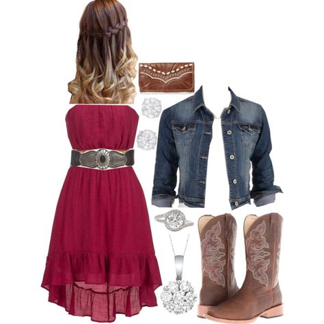 Untitled #142 by andie-hillary-25 on Polyvore featuring Roper, American West, Allurez and Leatherock Cowgirl Graduation Outfit, Cute Country Dress Outfits, Cowgirl Outfits For Girls, Cool Cowgirl Outfits, Cowgirl Style Outfits Dresses, Country Formal Outfits, Country Dress Outfits, Dressy Western Outfits, Cute Country Dresses