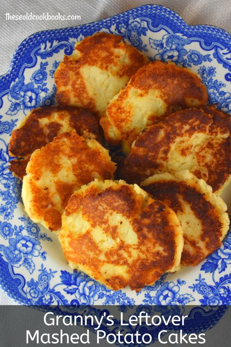 Mashed Potato Cakes Leftover, Leftover Mashed Potato Cakes, Real Mashed Potatoes, Mashed Potato Patties, Mashed Potato Pancakes, Potato Cakes Recipe, Mashed Potato Cakes, Old Cookbooks, Potato Patties