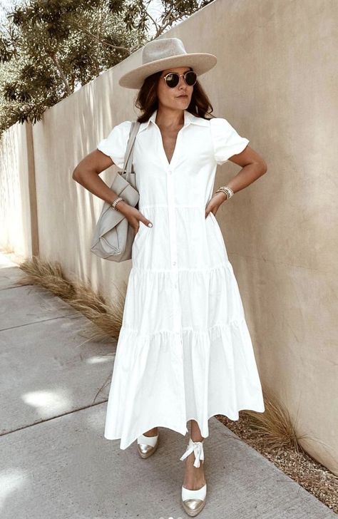 White Tiered Dress, Brochu Walker, Tiered Dress, Havana, Puff Sleeve, White Dress, Jordan, Shirt Dress, One Piece