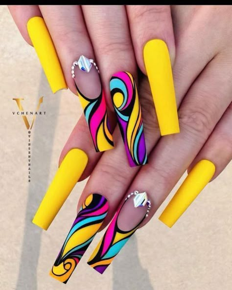 25+Cute spring nails ideas | Nail Art 2023 | Summer Nails Bright Summer Nails Designs, Funky Nail Designs, Yellow Nails Design, Funky Nail Art, Fancy Nails Designs, Cute Spring Nails, Nail Art Designs Diy, Dope Nail Designs, Pretty Nail Art Designs