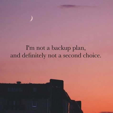 The Personal Quotes on Instagram: "I'm not a backup plan, and definitely not a second choice. #selflove #selfcare #love #loveyourself #motivation #positivevibes #happiness #inspiration #life #quotes #instagood #believe #lifestyle #mindset #instagram #happy #positivity #success #motivationalquotes #goals #bhfyp #yourself #mentalhealth #like #inspirationalquotes #follow #fitness #quoteoftheday #healing #beauty" I Am Not A Backup Plan Quotes, Not A Second Choice, Second Choice Quotes, Happiness Inspiration, Planning Quotes, Choices Quotes, Second Choice, Quotes On Instagram, Personal Quotes