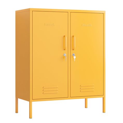 PRICES MAY VARY. The Aiasuit Double Door Metal Storage Cabinet is an attractive piece of furniture that is of exceptional quality and will last for many years. The metal locker is made of strong and durable stainless steel with excellent load-bearing capacity, and the 6-compartment locker ensures enough space for clothes, shoes, books, office supplies and cleaning supplies. Environmentally friendly material, free of VOC and TVOC, non-toxic, completely healthy. Sturdy construction and great weigh Locker Box, Sunday School Rooms, Bedside Essentials, Yellow Furniture, Door Metal, Removable Shelves, Metal Storage Cabinets, Bedside Table Storage, Kid Rooms