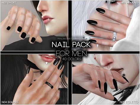 4 different nails for men in 20 colors, which all come in matte or glossy versions. Found in TSR Category 'Sims 4 Accessories Sets' Nails For Men, Cc Nails, Sims 4 Nails, Mens Nails, Pelo Sims, Sims 4 Cc Shoes, Sims 4 Cc Makeup, Sims 4 Body Mods, Sims 4 Cc Skin