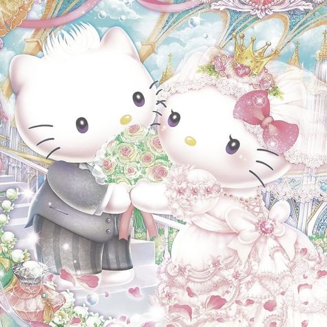 Sanrio Wedding, Daniel And Hello Kitty, Hello Kitty Wedding, Me And Him, Wedding Pastel, Dear Daniel, 헬로키티 배경화면, Charmmy Kitty, Kitty Cartoon