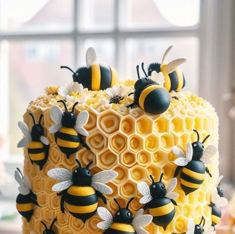 iva | ai desserts artist on Instagram: "🐝🍰 10 Spring Bee Cake Ideas* - Part 2 🍰🐝

🐝🌼 Buzzing with sweetness! Dive into these spring beehive cake ideas for the ultimate treat 🍰🌻 Swipe up on the left to unveil all the delightful designs perfect for your spring celebrations! Don't forget to like, share, and save this post to spread the buzz! 🐝✨ .
.
.
.
.
.
.
.
.
#aifoodcreations #aifood #springdessert #springdesserts #springcake #springcakes" Spring Cake Designs, Bee Birthday Cake, Honeycomb Cake, Desserts Summer, Bee Cakes, Fantasy Cake, Flower Cakes, Amazing Food Decoration, Mini Tortillas