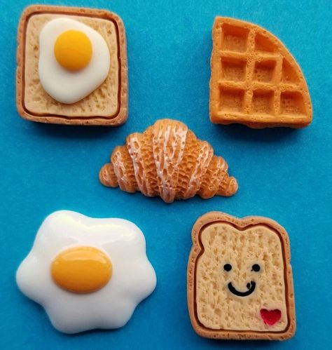 Resin Flat Backs BREAKFAST Fried Eggs Toast Waffle Croissant Craft Cabochons Waffle Croissant, Charms For Shoes, Eggs Toast, Jewellery Card, Fried Breakfast, Shoes And Sandals, Egg Toast, Fried Eggs, Jewelry Card