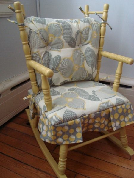 Reupholstered rocking chair Rocking Chair Redo, Desk Chair Covers, Rocking Chair Makeover, Rocking Chair Pads, Reupholster Chair Dining, Chair Redo, Kids Rocking Chair, Teal Accent Chair, Childrens Rocking Chairs