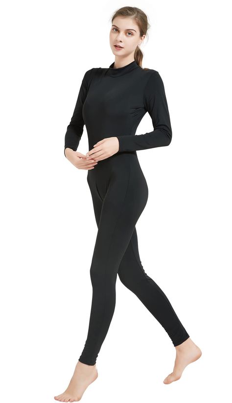 PRICES MAY VARY. Daily Unitard - High neck full length one piece long sleeves bodysuit unitard with zipper closure. Turtleneck full-body leotard unitard with back zip, footless jumpsuit that covers from neck to ankle. Fresh Feeling - Long sleeves leotard will keep you warm on cold studio days. Bodysuit with high neck makes it fits well, very comfy and snug. Super comfortable, perfect for dance dancer wear, cosplay fun for performance, costumes party, carnival clubs. Excellent Stretchy - 80% nylo Full Body Suits, Easy Fancy Dress, Dancer Leotard, Turtleneck Jumpsuit, Unitard Costumes, Catwoman Costume, Dance Bodysuit, Dance Unitard, Catsuit Costume