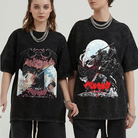 Berserk T Shirt, Stylish Hoodies, Men Vintage, Streetwear Outfits, Women Vintage, T Shirt For Men, Oversized Tshirt, Top Tee, Vintage Black