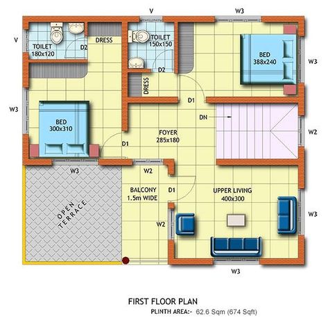 20×40 House Plan 2bhk 2bhk Floor Plan for First Floor Gharexpert 2bhk Floor Plan, 20x30 House Plans, West Facing House, 20x40 House Plans, 30x40 House Plans, 2bhk House Plan, House Main Gates Design, Indian House Plans, 3d House Plans