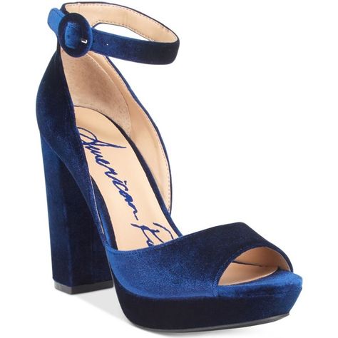 American Rag Reeta Block-Heel Platform Sandals, ($50) ❤ liked on Polyvore featuring shoes, sandals, navy velvet, navy platform sandals, platform sandals, block heel ankle strap sandals, high heel platform sandals and ankle strap platform sandals Gold Quince Shoes, Navy Blue Quinceanera Shoes, Navy Blue Quince Heels, Navy Blue And Gold Quince, Midnight Blue Heels, Ankle-high Blue Heels For Party, Heels Block Heel, Blue Ankle-high Heels For Party, Ankle Cuff Heels