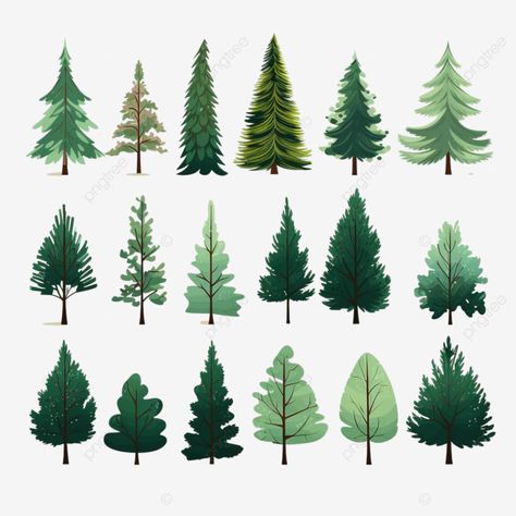 christmas trees in flat style isolated pine spruce fir vector illustration nature forest set png Coniferous Forest, Forest Drawing, Illustration Nature, Pine Trees Forest, Tree Clipart, Spruce Tree, Forest Trees, Nature Forest, Tree Illustration