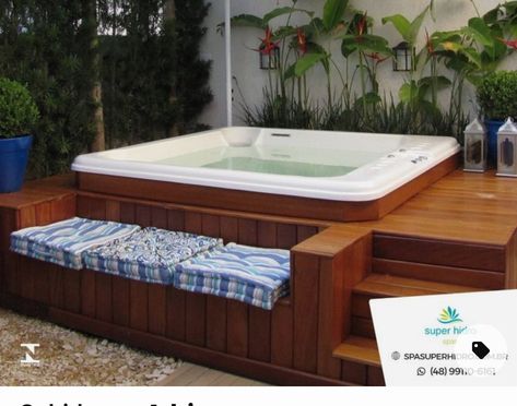 Deck With Spa Ideas, Hot Tub Surround With Bar, Jacuzzi Deck Ideas, Tiered Deck With Hot Tub, Jacuzzi Outdoor Deck, Sunken Hot Tub Deck Ideas, Diy Hot Tub Surround, Hot Tub Surround Ideas, Jacuzzi Outdoor Ideas