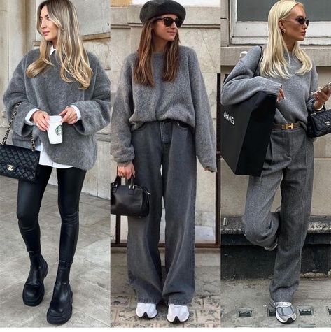 Grey Trousers Outfit Women, Grey Jumper Outfit, Grey Trousers Outfit, Grey Outfits, Comfy Fall Outfits, Jumper Outfit, Grey Trousers, Fall Outfits For Work, Autumn Outfit