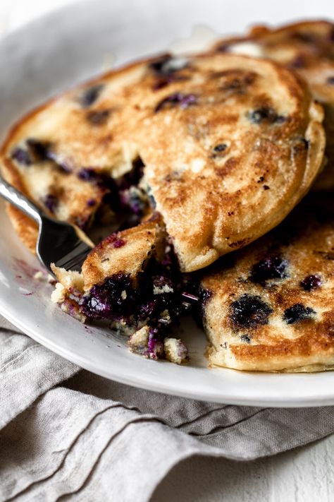 Blueberry Cornmeal Pancakes, Cornmeal Pancakes, Milk Syrup, Summer Breakfast, Egg Breakfast, Pancakes And Waffles, Flatbread, Unsalted Butter, Blueberries