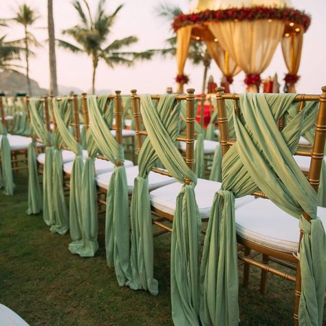 Outdoor Wedding Chairs, Chair Ties, Wedding Chair Decorations, Outdoor Table Settings, Wedding Tables, Chair Decorations, Wedding Chairs, Indian Wedding Decorations, Outdoor Wedding Venues