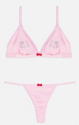 Great shopping ideas for Hello Kitty Bralette Thong Underwear Bra Set Size 6-16 XS-L, Women's Clothing Cute Undergarment Sets, Cute Bra Sets, Hello Kitty Lenceria, Hello Kitty Lingerie, Bra And Under Set, Pinterest Shop, Kitty Clothes, Shade Of Pink, Birthday Stuff