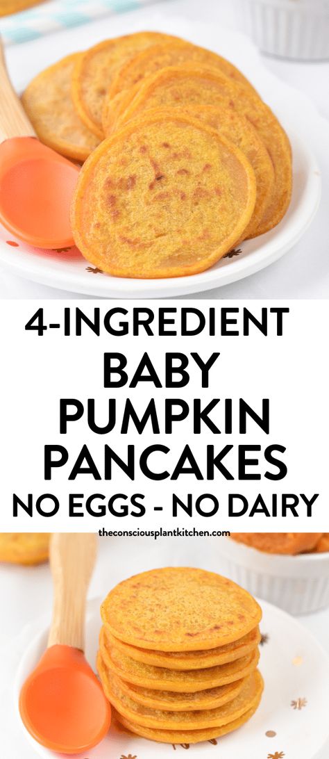 Egg Free Blw Breakfast, Blw Dairy Free Recipes, Fpies Friendly Recipes, Blw Recipes 6 Months Pancakes, Blw Recipes Egg Free, Pumpkin Baby Pancakes, Blw No Egg, Light Brunch Food, Infant Recipes Meal Ideas