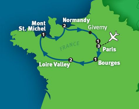 France Tour: The Best of France | Rick Steves Tours | ricksteves.com France Travel Map, Western France Road Trip, Map Of Paris Attractions, Giverny France, France Historical Places, Tours France City Of, D Day Beach, Rick Steves, Loire Valley