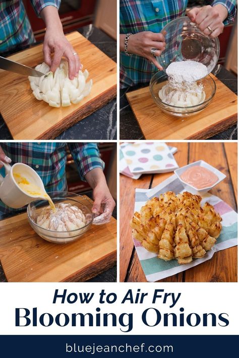 Air Fryer Blooming Onion, Blooming Onions, Blooming Onion Recipes, Blue Jean Chef, Bloomin Onion, New Air Fryer Recipes, Air Fryer Recipes Snacks, Blooming Onion, Outback Steakhouse