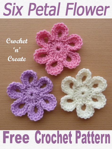 Crochet Flowers For Beanies, Free Crochet Patterns Flowers Easy, Free Patterns For Crochet Flowers, Crochet Flowers Free Pattern For Hats, Simple Flower Crochet Pattern Free, Crocheted Flower Patterns, Crochet Flower For Baby Hat, Crochet Thread Flowers Free Pattern, Crochet Pattern For Flowers