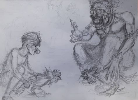 Balinese, Bali, Humanoid Sketch, Drawings, Art