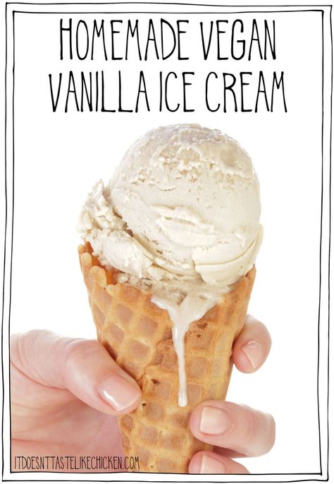 Vegan Vanilla Ice Cream Recipe, Vegan Frozen Dessert, Vegan Vanilla Ice Cream, Cashew Ice Cream, Homemade Ice Cream Recipe, Vegan Bbq Recipes, Best Vegan Desserts, Vegan Ice Cream Recipe, Vanilla Ice Cream Recipe