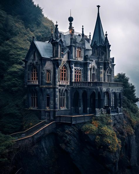 Vampire Manor Exterior, Old Victorian Mansions Gothic, Vampire Castle Exterior, Vampire House Exterior, Victorian Manor Exterior, Gothic Castle Exterior, Vampire House Aesthetic, Victorian Gothic House Exterior, Gothic Mansion Exterior