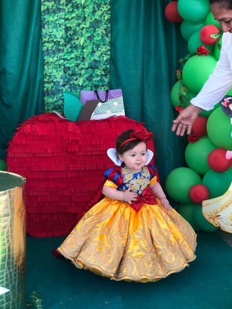 Snow White Birthday Party 1 Year, Snow White One Year Birthday, Snow White Hairstyle For Kids, Baby Snow White Birthday Party, Snow White 1st Birthday Party Ideas, Snow White Birthday Theme, Princess Birthday Photo Shoot, Snow White 1st Birthday Party, Snow White First Birthday Party