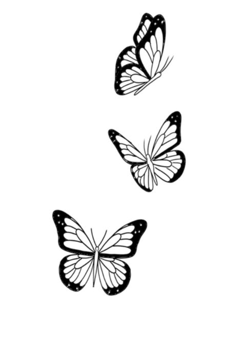 3 Butterfly Stencil Tattoo, Butterflies Tattoo Stencil, Butterfly Tattoo Flying, Butterflies Outline, Butterfly Tattoo Outline, Butterfly Stencils, Dragon Tattoo Stencil, Dragon Tattoo Drawing, Borboleta Tattoo