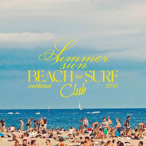 Beach club Instagram post template | free image by rawpixel.com Sea Post Instagram, Beach Social Media Post, Beach Stock Photos, Vintage Beach Aesthetic, Cream Branding, Store Branding, Vintage Template, Beach Logo, Beach Instagram