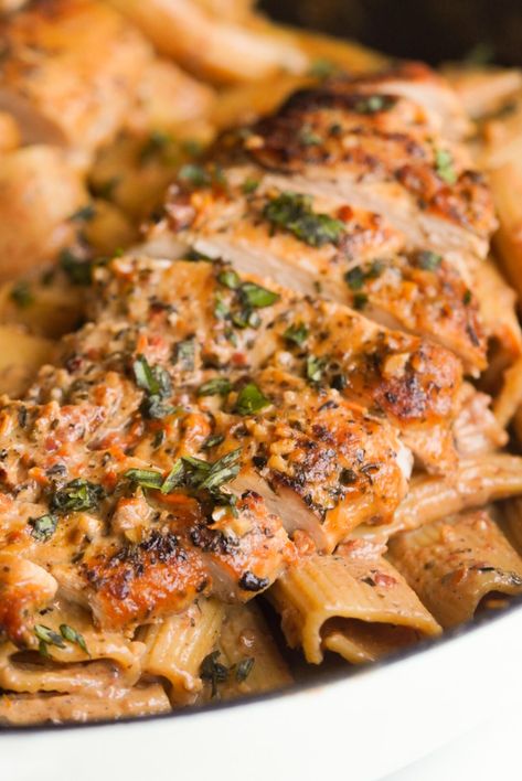 Marry Me Chicken Pasta - Wellness by Kay Comfy Meals, Creamy Sundried Tomato Chicken, Sundried Tomato Chicken Pasta, Tomato Chicken Pasta, Marry Me Chicken Pasta, Sundried Tomato Chicken, Marry Me Chicken Recipe, Sundried Tomato Pasta, Chicken And Pasta