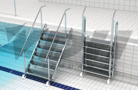 Pool Rails, Swimming Pool Steps, Pool Ladder, Endless Pool, Dog Stairs, Pool Steps, Steel Stairs, Steps Design, Deck Projects