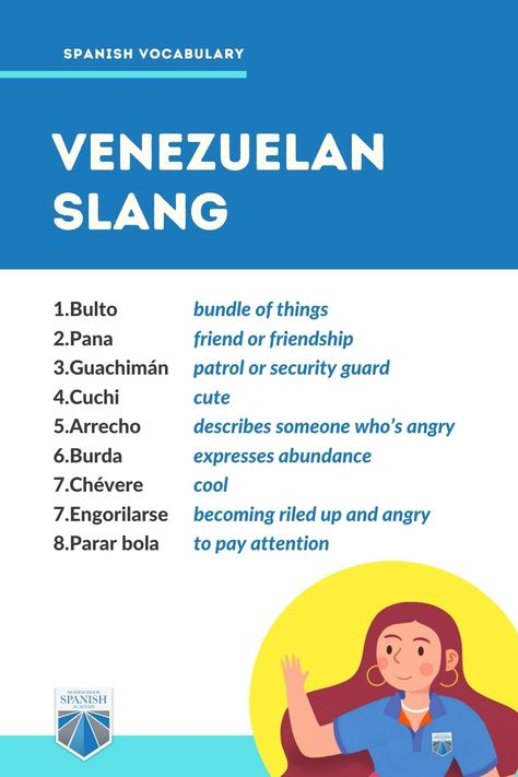 Venezuelan slang is one of the most unique in all of Latin America. In the last few years, I’ve had the privilege of meeting and making friends with a lot of young Venezuelans. It’s always a pleasure to meet people from other cultures. While many similarities exist within Latin American countries and their inhabitants, slang words are one of the most prominent differences you’ll notice among Spanish speakers in Central and South America. To learn more, visit our blog post. Venezuelan Culture, Latin American Spanish, Concrete Poem, American Slang, Latin Culture, Basic Spanish, Basic Spanish Words, Spanish Basics, Homeschool Spanish