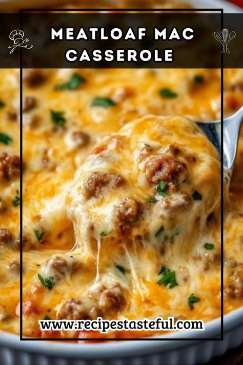 A comforting and hearty casserole that combines classic meatloaf flavors with creamy macaroni and cheese, perfect for family dinners. Cheese Meatloaf, Meatloaf Casserole, Cheese Stuffed Meatloaf, How To Make Meatloaf, Mac And Cheese Casserole, Creamy Macaroni And Cheese, Classic Meatloaf, Cheddar Cheese Soup, Hearty Casseroles