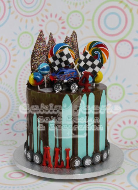 Monster Truck Cake 4, Truck Birthday Cake Ideas, Monster Truck Drip Cake, Monster Truck Ice Cream Cake, Monster Truck Buttercream Cake, Max D Monster Truck Cake, Monster Jam Birthday Cake Boys, Monster Truck Birthday Cake, Truck Birthday Cake