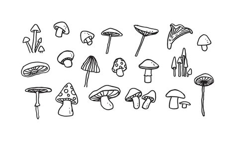 Cute Mushroom Drawing Simple, Fairycore Doodles, Simple Mushroom Drawing, Mushroom Tattoos Simple, Simple Mushroom Tattoo, Mushroom Drawing Simple, Mushroom Branding, Dessin Aestetic, Deco Hippie