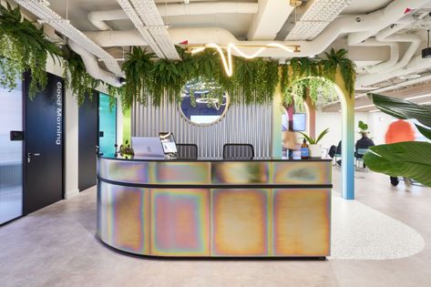 Modus Workspace Design a Playful and Collaborative Office Space | SBID Collaborative Office, Ukrainian Culture, Reception Desk Design, Retail Space Design, Interior Design Awards, Collaboration Space, Red Dot Design, Beach House Design, Color Film