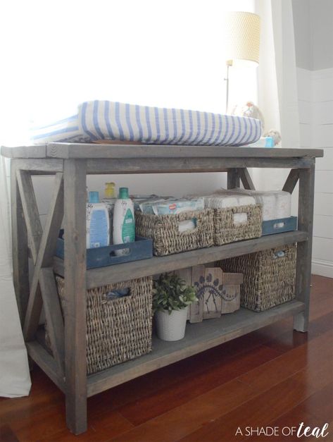 Table Storage Ideas, Diaper Cart, Changing Table Storage, Church Nursery Decor, Changing Table Organization, Nursery Makeover, Nursery Changing Table, Diaper Changing Table, Baby Changing Station