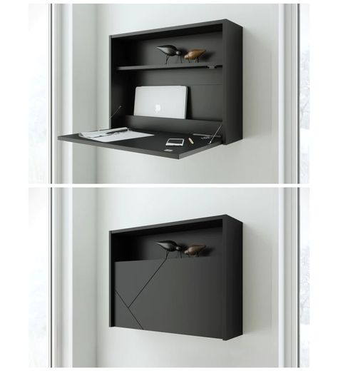 12 floating desks that look great and take up minimal space (2022)  - L Wall Desk Floating, Wall Folding Table, Floating Corner Desk, Floating Wall Desk, Floating Desks, Blankets Christmas, Fold Down Desk, Space Saving Desk, Table Laptop