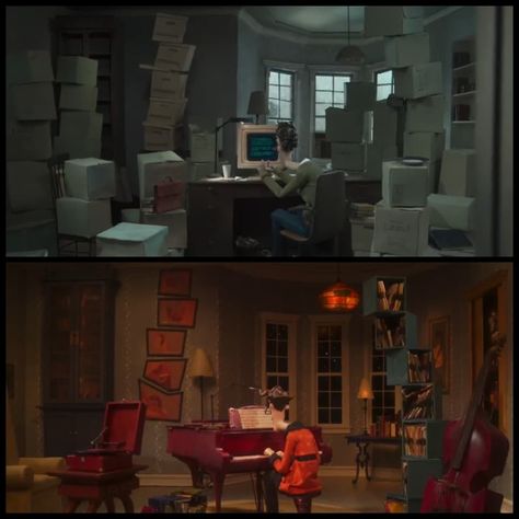 This image shows a side-by-side comparison of the two worlds in Coraline. By seeing the two worlds at the same time, students will be able to identify how the other world is targeted to Coraline's personality. Students will use this image to determine Coraline's character traits as demonstrated by a world tailored for her. Posted by One_of_Two on Reddit. #etlobest Coraline Other World, Coraline Characters, Stop Motion Movies, Laika Studios, Coraline Movie, Coraline Aesthetic, Coraline Doll, Disney Theory, Coraline Jones