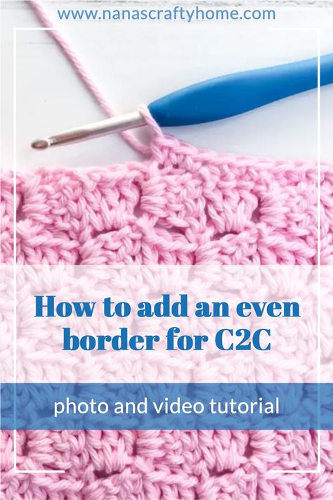 Corner To Corner Edging Crochet, Corner To Corner Crochet Border, Corner 2 Corner Crochet, Crochet Edge For C2c Blanket, Crochet C2c Borders, How To Crochet A Border Around A Granny Square Blanket, Corner To Corner Border, Edging For C2c Crochet Blanket, C2c Blanket Border