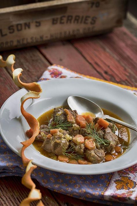 Provencal Lamb Daube ‘Gui Gedda’ Sauteed Carrots, Dried Orange Peel, Slow Cooked Lamb, Lamb Stew, French Cooking, Lamb Recipes, Beef Stew, Sweet Onion, Learn To Cook