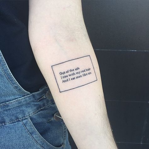 (Sorry for the sticky stencil behind it) Thanks so much Rebecca ft. Lady Lazarus by Sylvia Plath #tattoos #minamalistictattoo #SylviaPlath #LadyLazarus Sylvia Plath Tattoo, Literary Tattoos Quotes, Plath Quotes, Lady Lazarus, Sylvia Plath Quotes, Inspiring Quote Tattoos, Yummy Bread, Tatuagem Masculina Pequena, Literary Tattoos