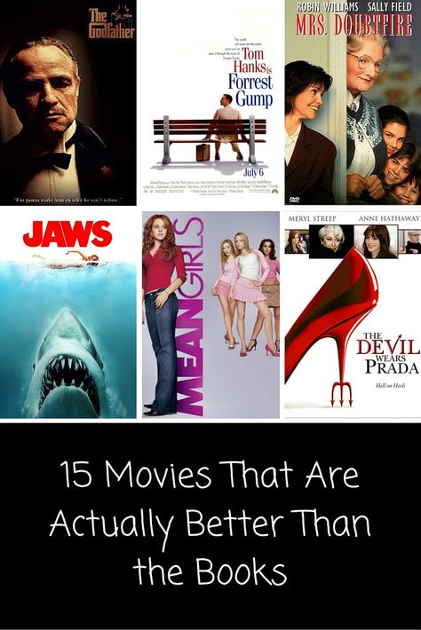 15 Movies That Are Actually Better Than the Books Books Vs Movies, The Book Was Better, Movie Time, Movie Covers, Bookish Things, Library Ideas, Robin Williams, About Time Movie, I Love Reading